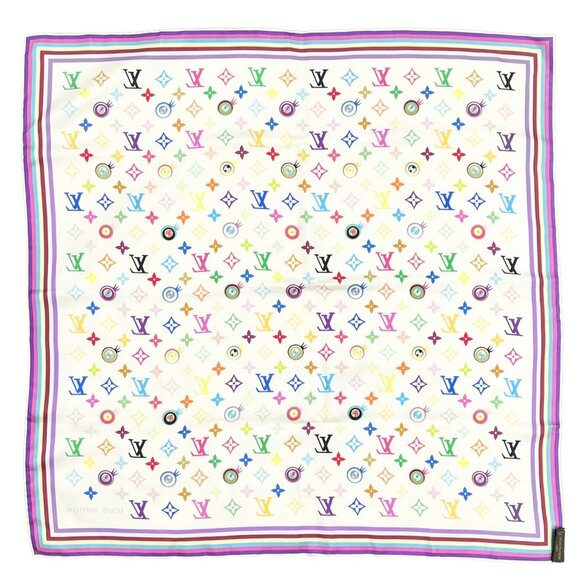 LOUIS VUITTON Vintage LV Eye Love Monogram Logo Multicolor Scarf Wrap [105707] - Picture 5 of 13